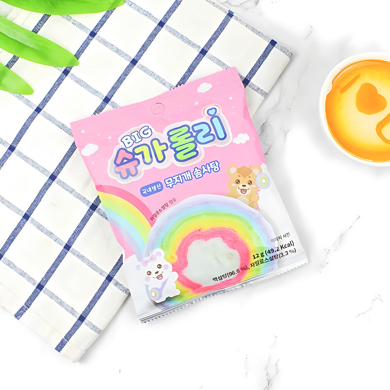 韩国进口YEM棉花糖马卡龙色彩虹儿童草莓酸甜味棉花糖节日礼物|undefined