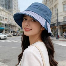大头围夏天女帽子大沿日系遮阳帽防晒帽蝴蝶结盆帽防紫外线大帽檐