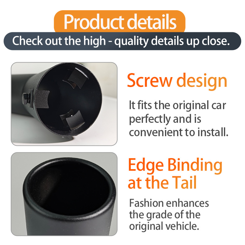 Suitable for Volkswagen Bora Passat Golf 4 Suzuki Huslter Stainless Steel Matte Black Car Tail Throat
