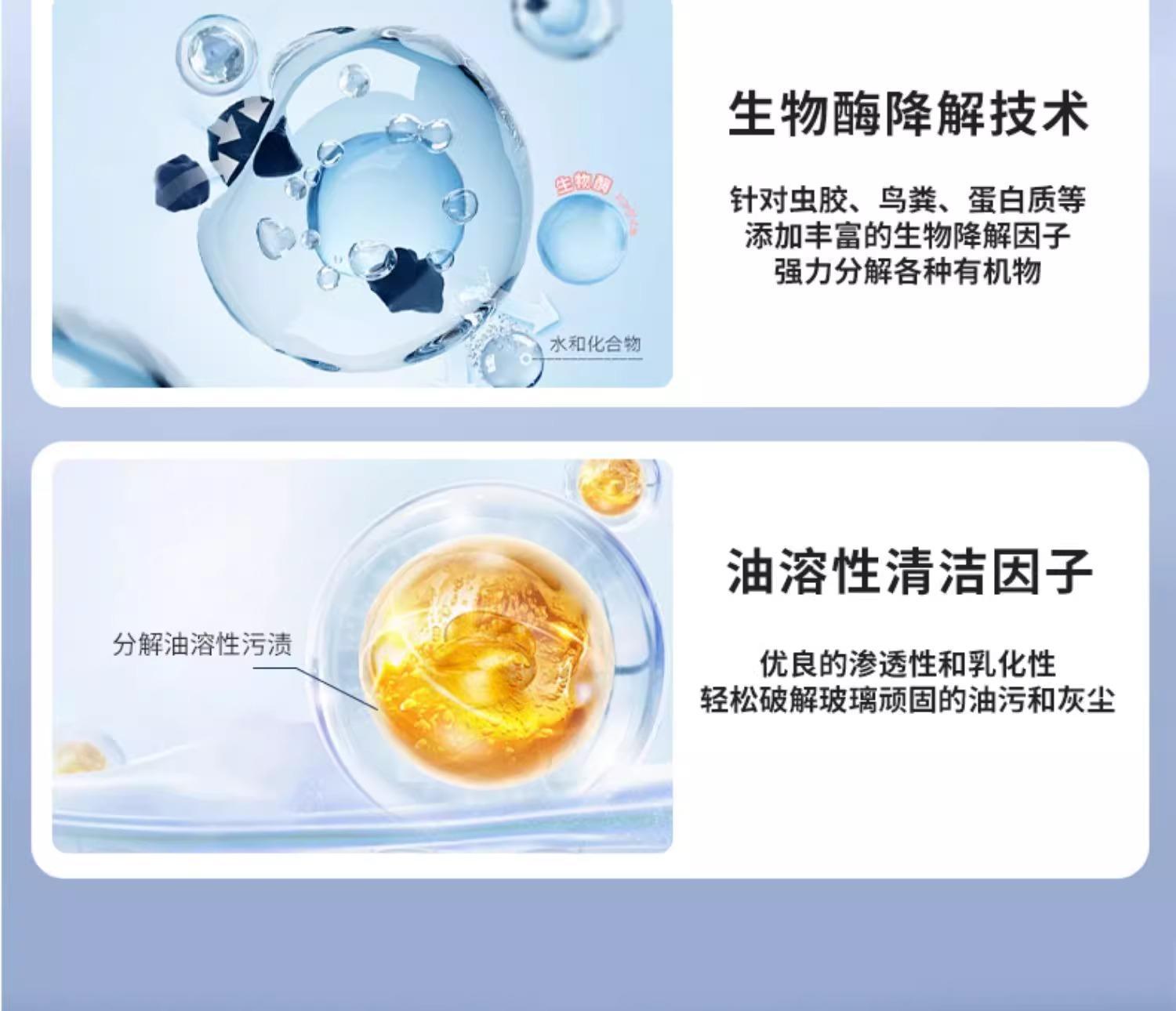 Genuine oil film remover car glass cleaner, removes dirt and insect residue, rainproof in summer, anti-freeze in winter, for cleaning and maintenance, large bottle