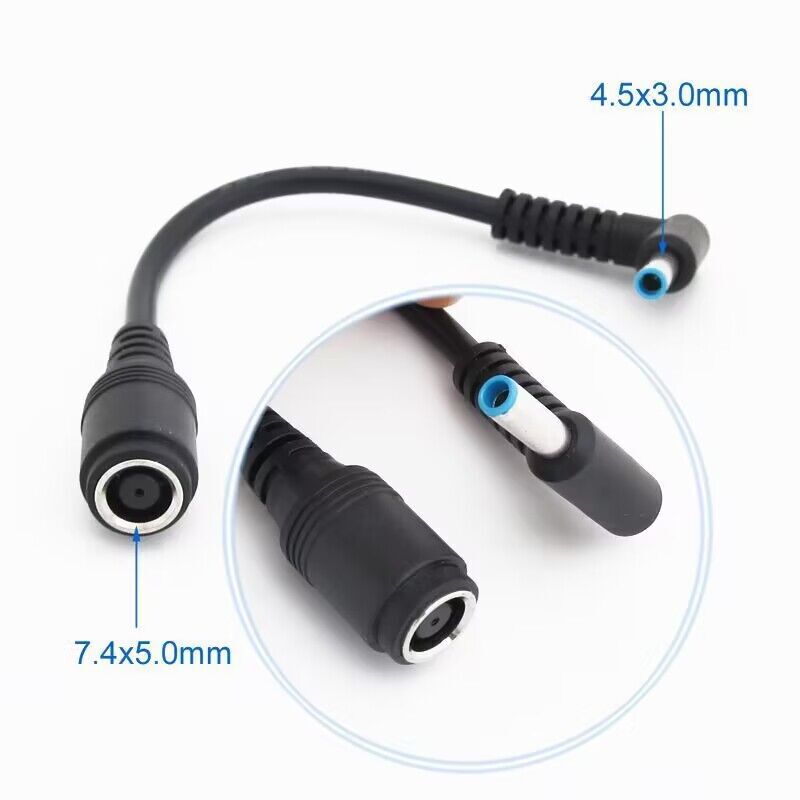 Suitable for Hp Dell Notebook Power Adapter Cable 7.4*5.0 Female to 4.5*3.0 Male Straight Elbow with Needle Thread Suitable for Hp Dell Notebook Power Adapter Cable 7.4*5.0 Female to 4.5*3.0 Male Straight Elbow with Needle Thread