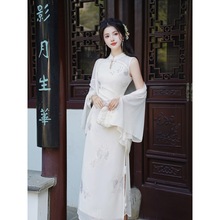 清冷感国风新中式刺绣无袖改良旗袍连衣裙超仙今年流行漂亮套装裙