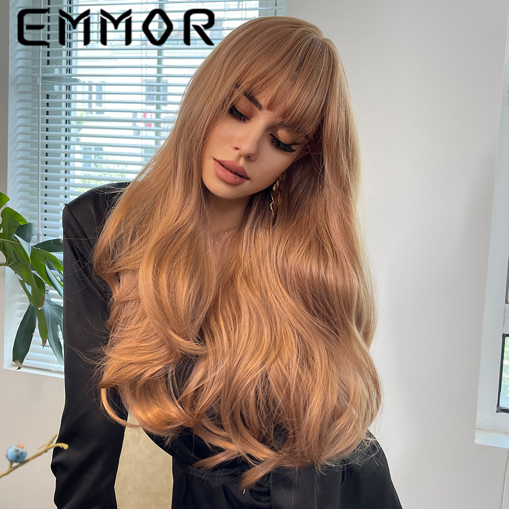 Europa y América Amazon caliente peluca flequillo largo rizado pelo mate de alta temperatura de seda de fibra química tocados pelucas del pelo