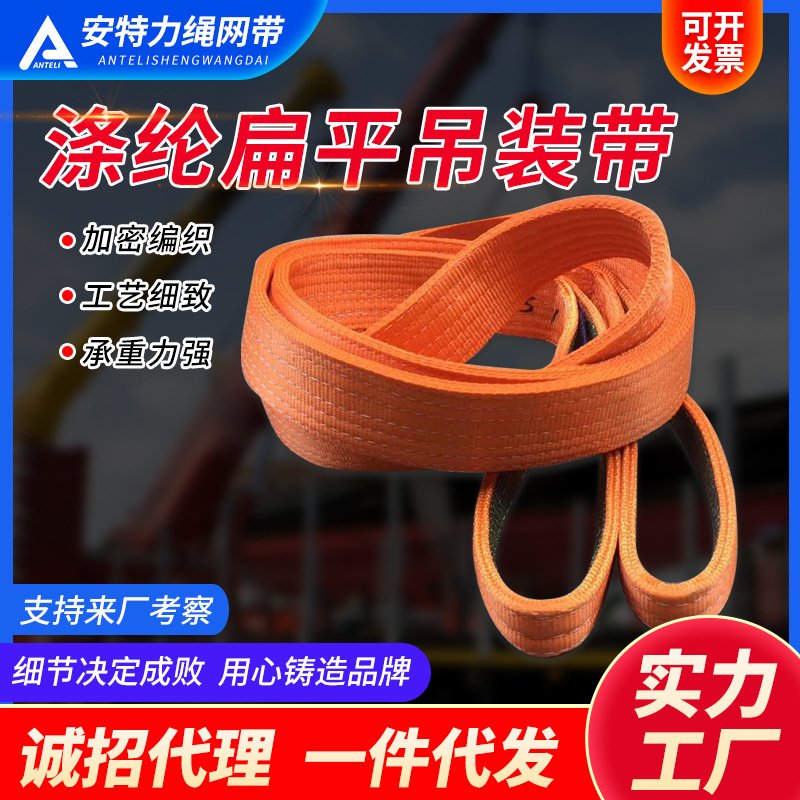 涤纶扁平吊装带 工业柔性环形吊带 双头涤纶起重吊装带扁平吊装带