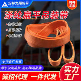涤纶扁平吊装带 工业柔性环形吊带 双头涤纶起重吊装带扁平吊装带