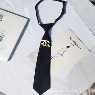 2023JK Style Tie PARIS Knot-free Casual Chanel Style All-match Korean Style Shirt Decorative Tie Women's Dress