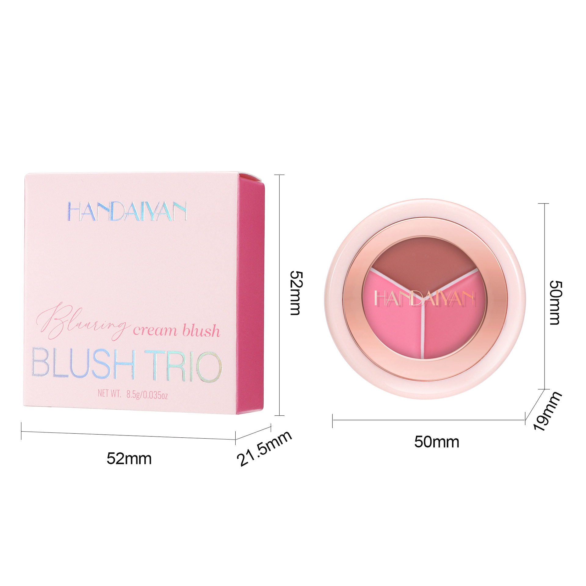 Blush transfronterizo natural mate impermeable blush barro HANDAIYAN blush crema carmín blush