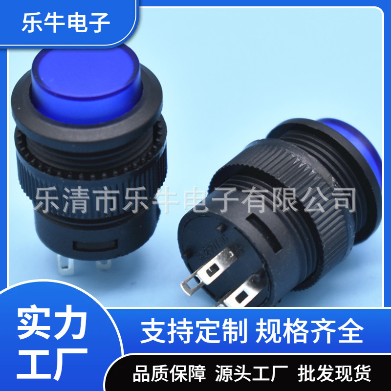 带灯按钮开关 R16-503AD 开孔16mm自锁开关 无锁复位开关PBS1-17