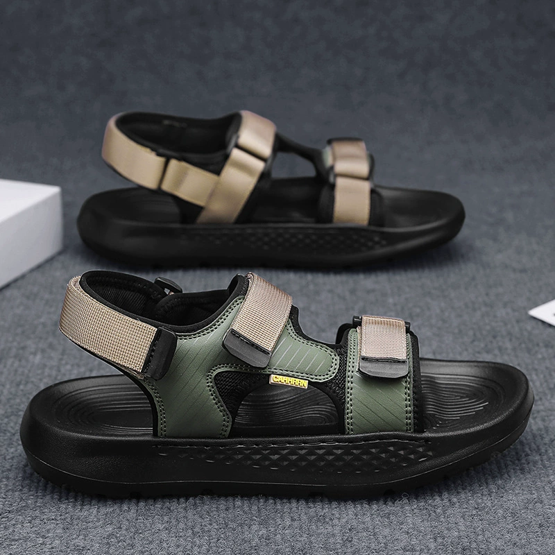 Весенне-летние новые мужские сандалии с открытым носком, пляжные сандалии и тапочки для отдыха на природе и отдыха, мужская обувь без шнуровки на два варианта ношения.
