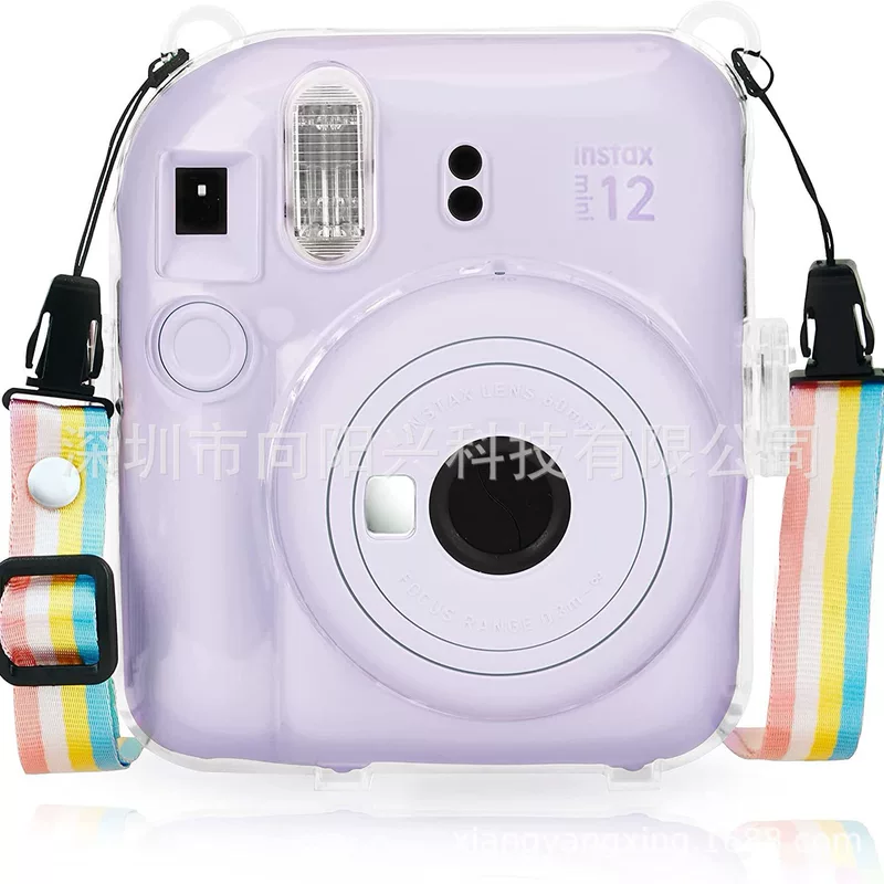 Protective Clear Camera Case (Polaroid) Compatible with Instax Mini 12, Adjustable Strap