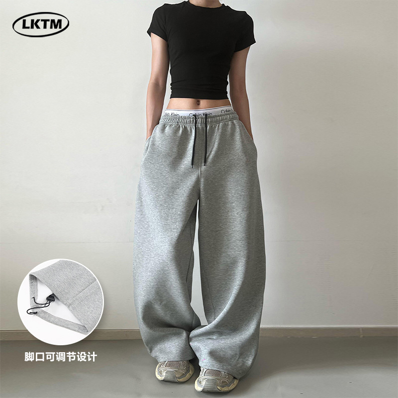 Lktm Men's American Basic Air Layer Gray Casual Sweatpants for Men and Women Loose Wide-Leg Draped Straight Pants Lktm Men's American Basic Air Layer Gray Casual Sweatpants for Men and Women Loose Wide-Leg Draped Straight Pants