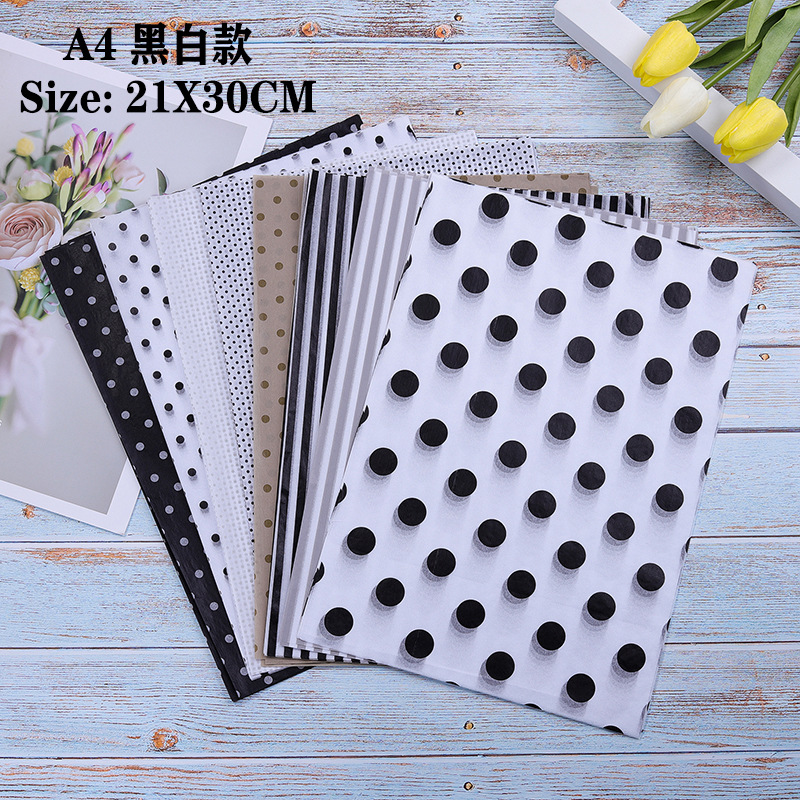 Suministro directo de fábrica A4 blanco y negro patrón pera papel Página delgada mano cuenta base pera papel mano cuenta Collage mano lágrima papel