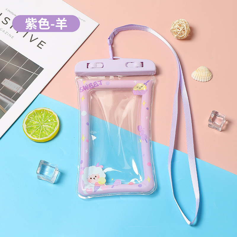 携帯電話防水バッグ、密閉型、タッチスクリーン、水泳、水中写真、ダイビング、ラフティング、エアバッグ付き首吊り漫画携帯電話ケース|undefined