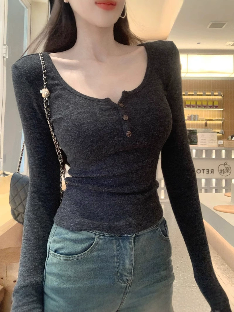 Fitted body-friendly autumn short long-sleeve