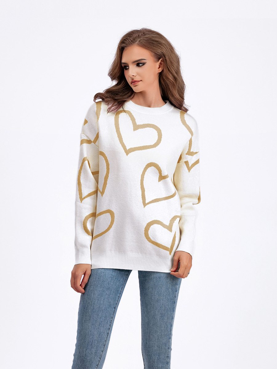 Women's Sweater Long Sleeve Sweaters & Cardigans Jacquard Vacation Heart Shape display picture 3