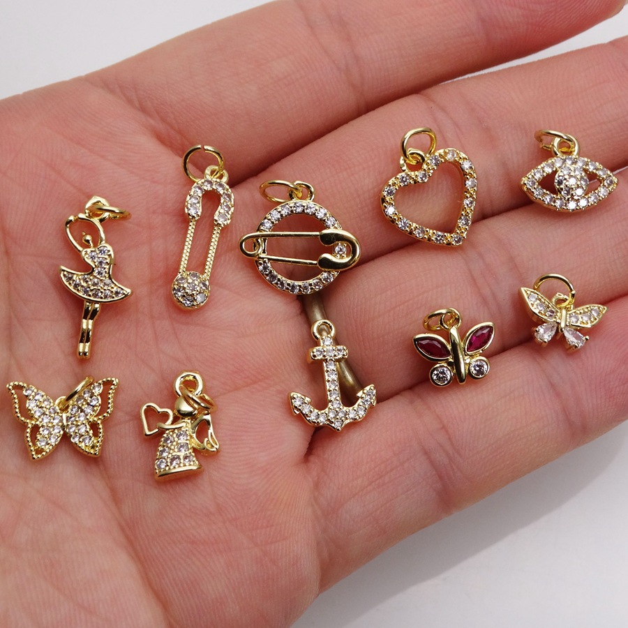 2g Weight Pendant Jewelry Making Type Zircon Inlay Material DIY Jewelry Accessories Classification 1 Piece Quantity Copper Material Leaf, Heart Shape, Bow Knot Pattern Inlay Design Simple Style Style 1 Piece Copper Zircon Leaf Heart Shape Bow Knot Pendant 2