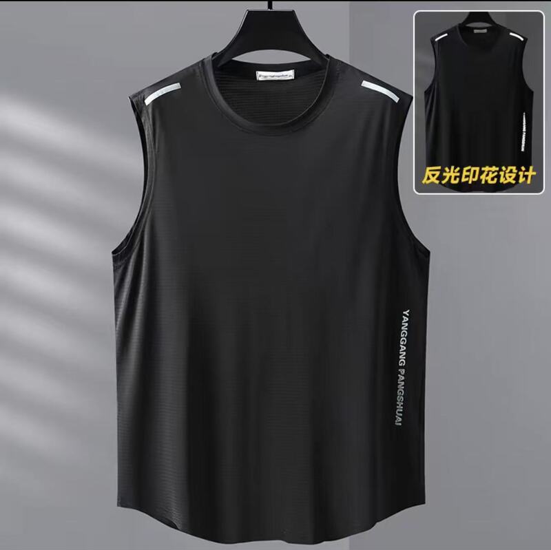 Extras size 330kg fat ice vest men's summer sports plus size bottoming shirt wide shoulder sleeveless T-shirt waistcoat