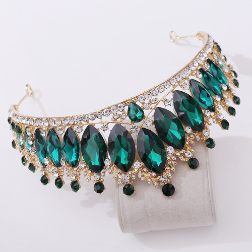 H1353 European and American Crystal Wedding Crown Baroque Red Tiara Wedding Dress Accessories Bridal Crown