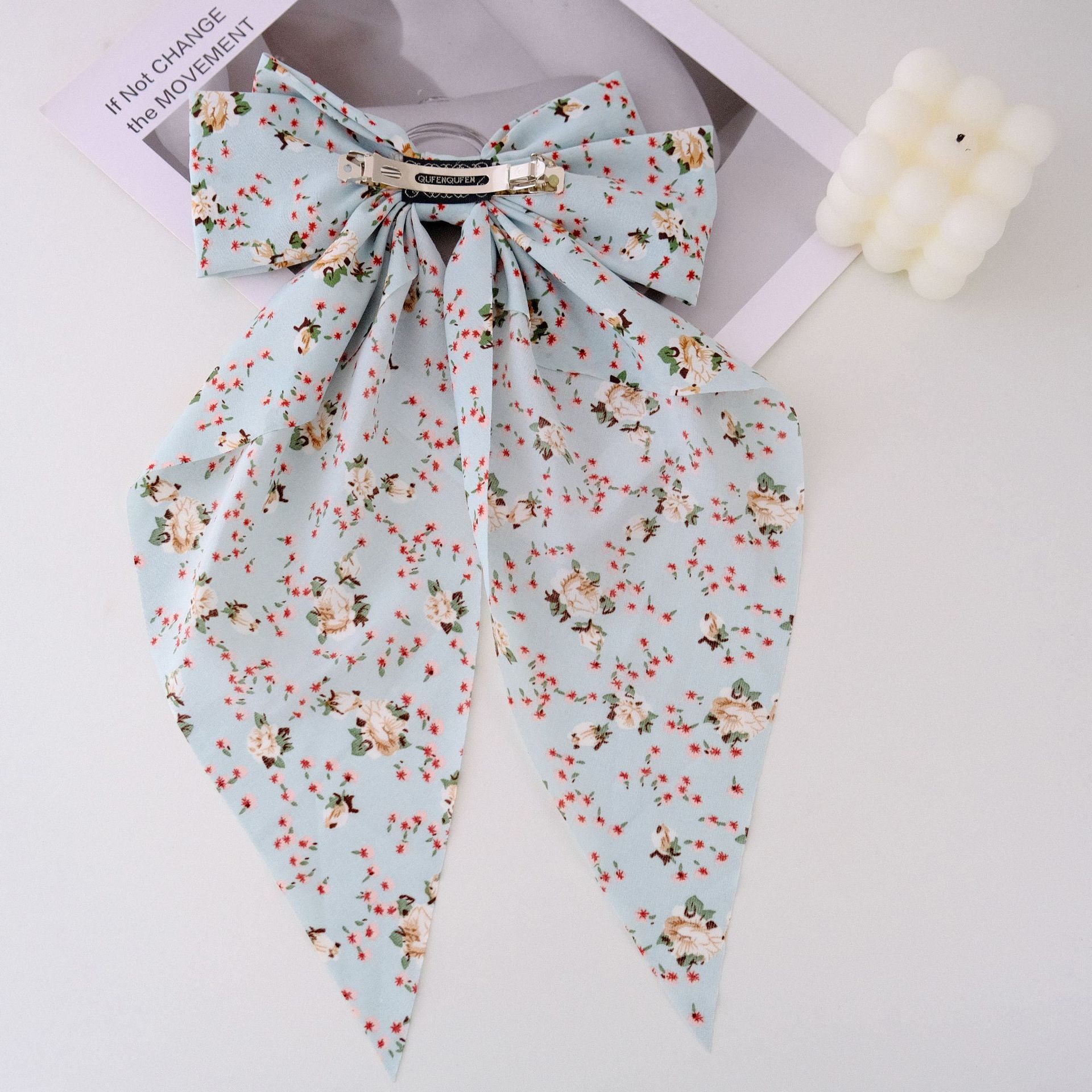 50g Weight Hair Claws Hair Accessories Type 1 Piece Quantity Holiday, Daily Occasion Bow Knot Pattern Women's Gender Floral Design Sweet, Pastoral Style Women's Sweet Pastoral Bow Knot Cloth Floral Hair Claws 7