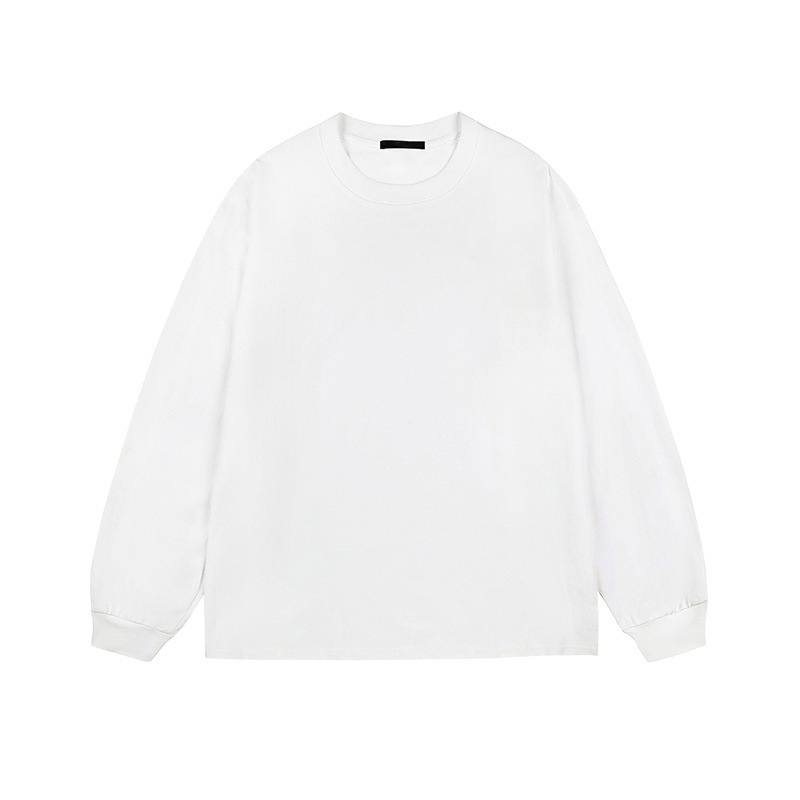Camiseta básica blanca de manga larga 260 g, algodón grueso para hombre, estilo suelto americano