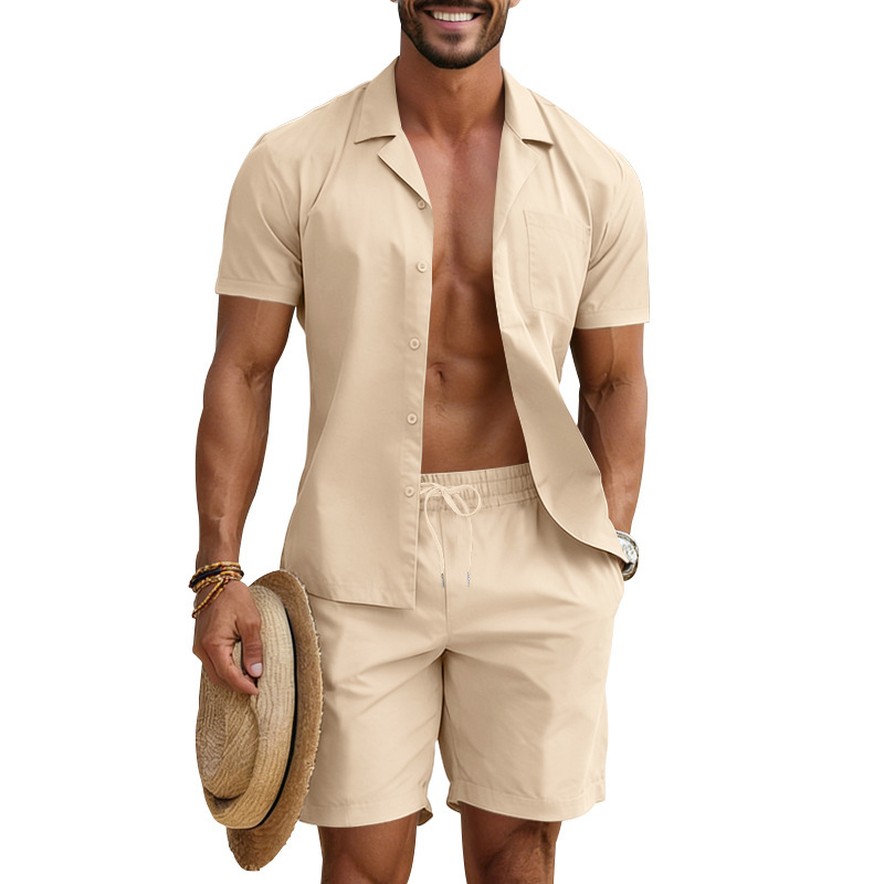 Men's Casual Summer Outfit Set | Loose Fit Beach Shirt & Shorts | Trendy Vacation Wear For Hot Weather_viptrois.com