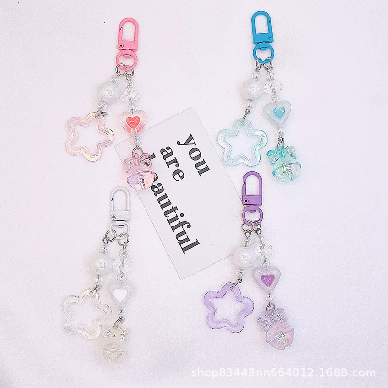Acrylic cream keychain, two-color small bell, bag accessory, new collection