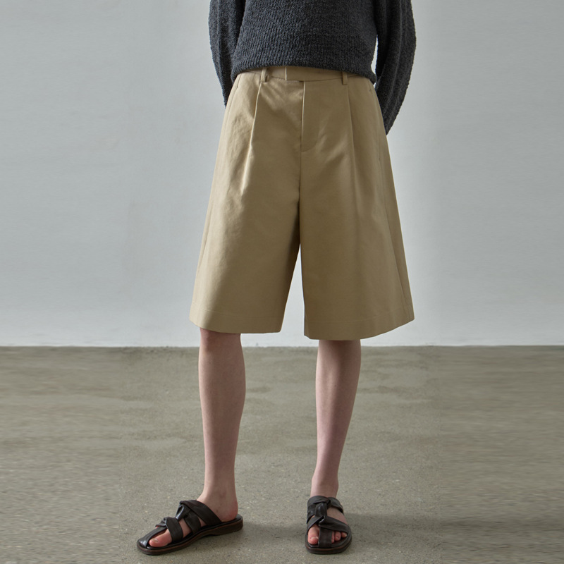 在庫あり fac*de pa**ern レディース ワイドレッグショートパンツ 夏用 ハイウエスト 細見え ストレートカジュアル サイクリングパンツ