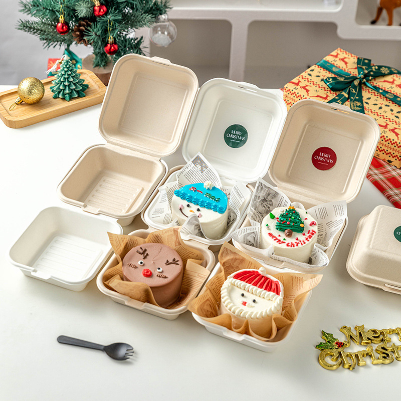 Christmas Disposable Cake Box Packaging Box Tiramisu Box Bento Soufflé Pulp Dessert Packaging Box