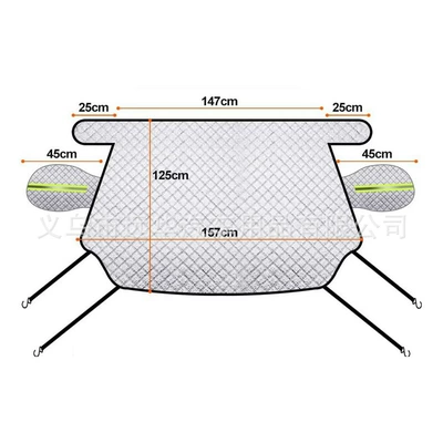 Winter New Car snow shield hook front windshield cover snow shield anti-frost anti-freezing thickened magnetic snow shield (Car snow shield) - 4-windproof-belts-without-magnet-magnets-can-be-added-separately