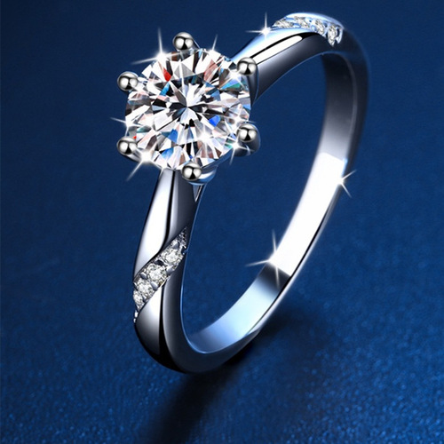 Spiritual Six Claws Pt950 Moissanite Ring for Women 925 Silver 3 Carat Wedding Band Cross-border Gift Wholesale