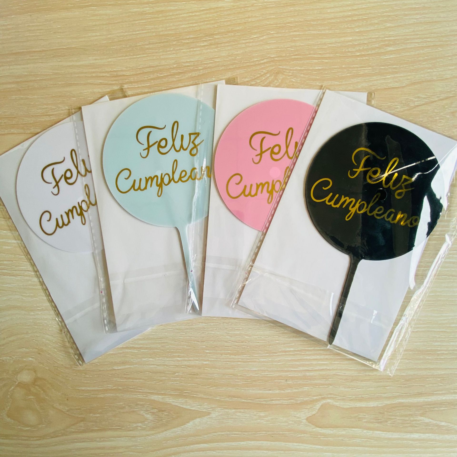 Transfronterizo español FEILZ CUMPLEANOS bronceado pastel acrílico plug-in bandera Tarjeta de inserción ventas directas de fábrica