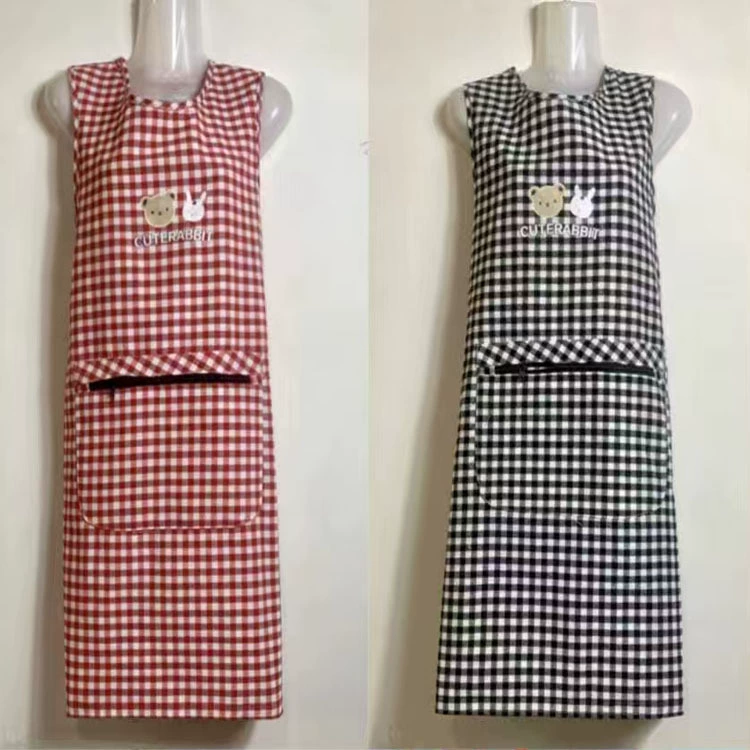 Новый удлиненный хлопковый фартук без рукавов с рисунком медведя и кролика, унисекс, защита от пятен, для дома и работы.