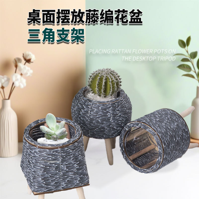 Pequeño pedazo de caña personalizado vasija de plantas suculentas creativas balcón adornos de lotus verde para dibujar la muestra personalizada