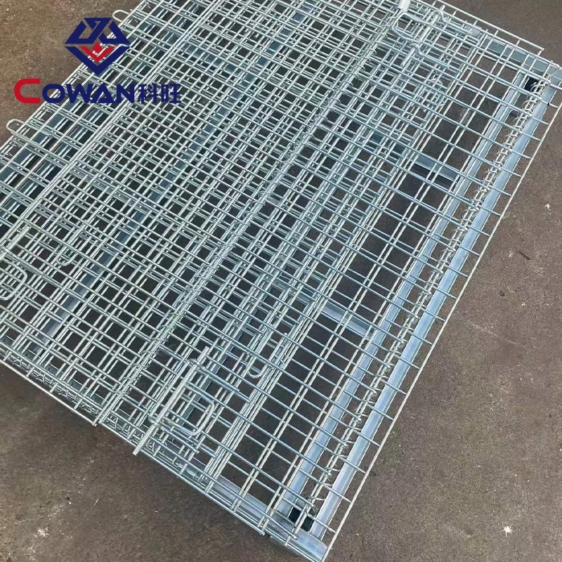 Jaula de almacenamiento de metal caja de facturación de almacén galvanizado plegable jaula de mariposa logística rotación Marco de hierro almacén estante plegable image 4