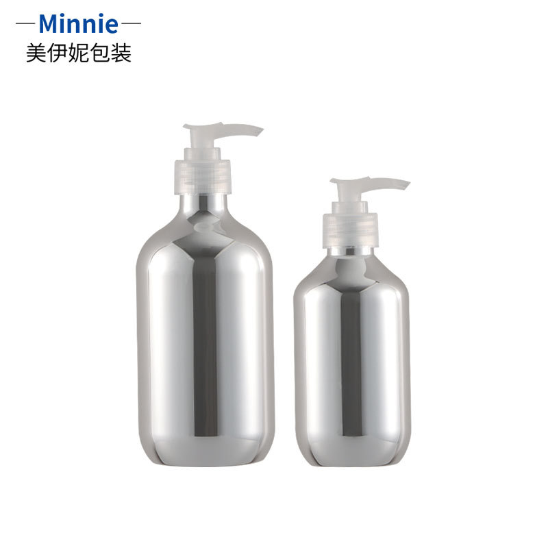 Plata Luz de lujo plástico de alto aspecto desinfectante de manos botella de oro de gama alta botella vacía sub-embalaje cosméticos botella de loción 500ml