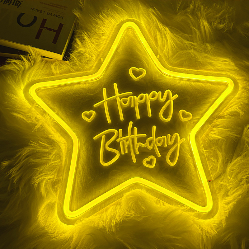 Luces de cumpleaños LED luces de neón happybirthday letras iluminadas luces ambientales decoración de fiestas navideñas