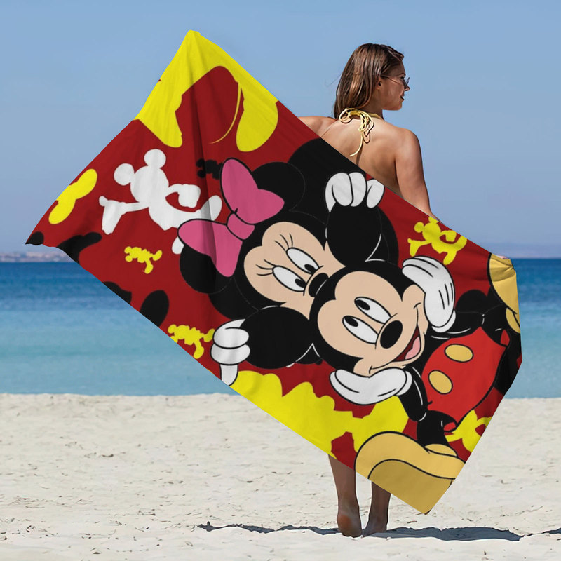 Mickey Mouse Square Towel Cross-border Microfiber Square Beach Towel Towel Material Bath Towel Mickey Mouse Printed