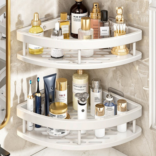 Bathroom Triangle Shelf Without Drilling, Wall-Mounted Bathroom Storage Rack, Free Label