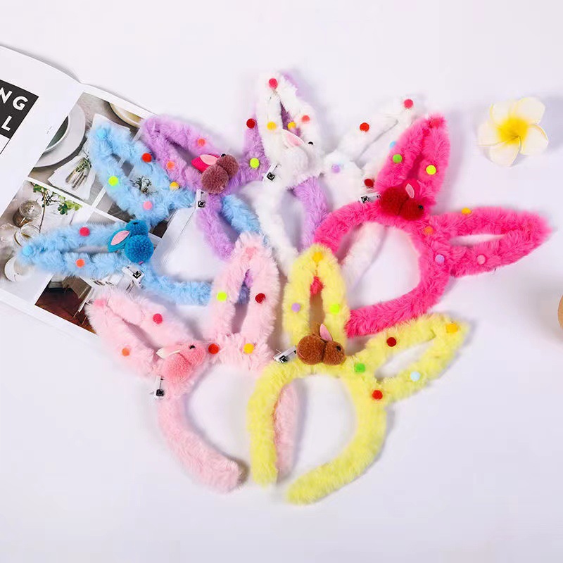 Nuevo luminoso alargado 14 luces de peluche orejas conejo diadema flash punto escénico puesto en el mercado nocturno Venta caliente suministro al por mayor