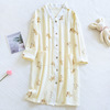 Spring and summer Thin section Crepe Nightdress Long sleeve washing Cotton cloth pajamas Mid length version Easy leisure time Large Home skirts