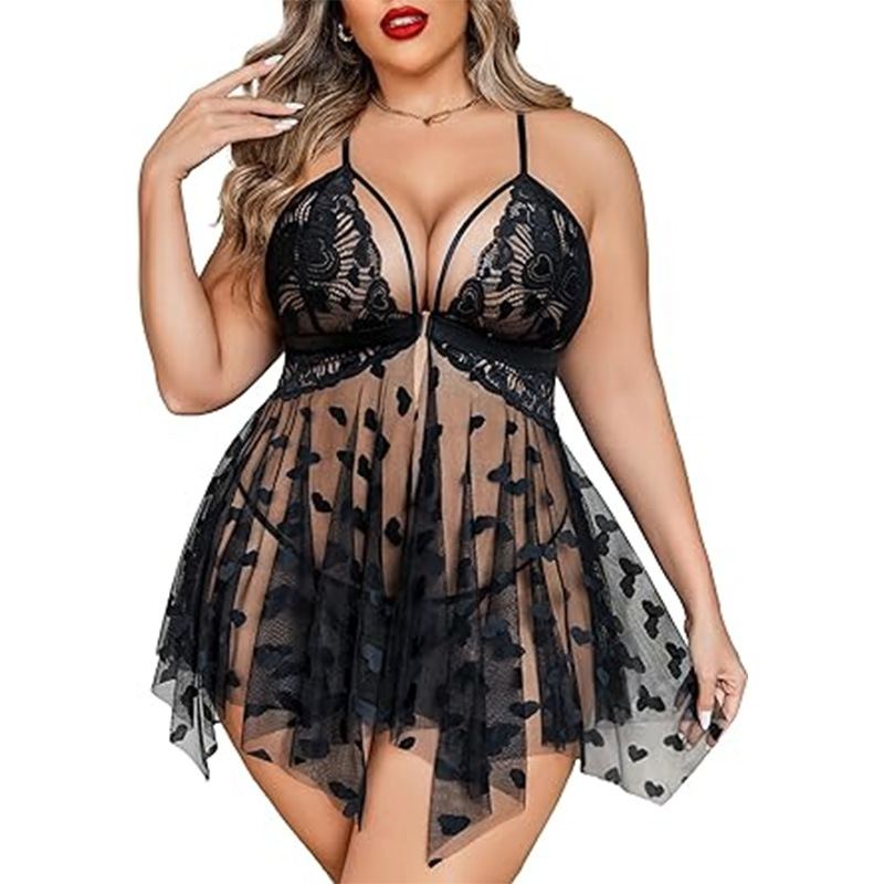 Amazon gran explosión de estilo cruzado con pijama casero sexy ropa interior de encaje de perspectiva de dos piezas pijama de sexo