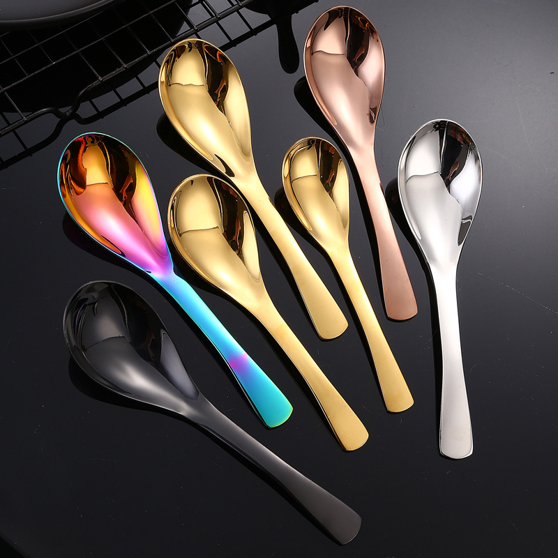 Fábrica al por mayor 304 cuchara de corte de acero inoxidable cuchara de fondo redondo cuchara de arroz cuchara de hogar chino espejo cuchara de sopa brillante