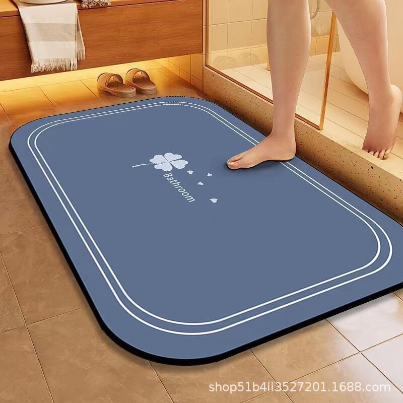 Cross-Border Light Luxury Bathroom Floor Mat, Stain-Resistant Non-Slip Mat, Diatom Mud Water-Absorbent Non-Slip Rubber Floor Mat, Quick-Drying Foot Mat for the Door