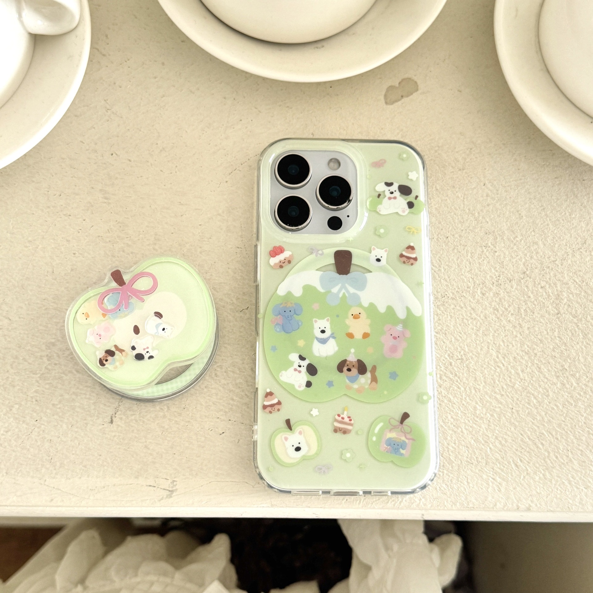 Ins dibujos animados lindo manzana animal mecedora para Apple 15/16ProMax funda para teléfono móvil iphone14 hembra