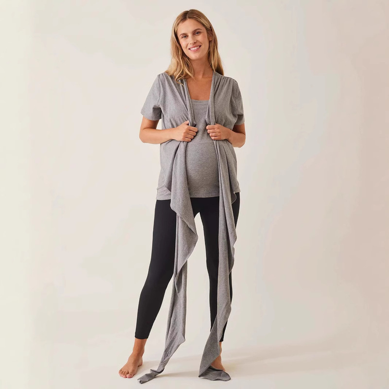 Amazon Independent Site European and American Summer Mother and Baby Kangaroo Mother Short-Sleeved Breastfeeding Postpartum Care Top T-Shirt