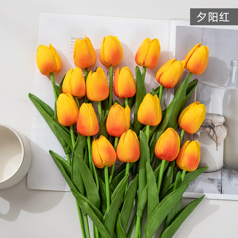 PU迷你郁金香仿真花  假花婚庆家居装饰花手感郁金香