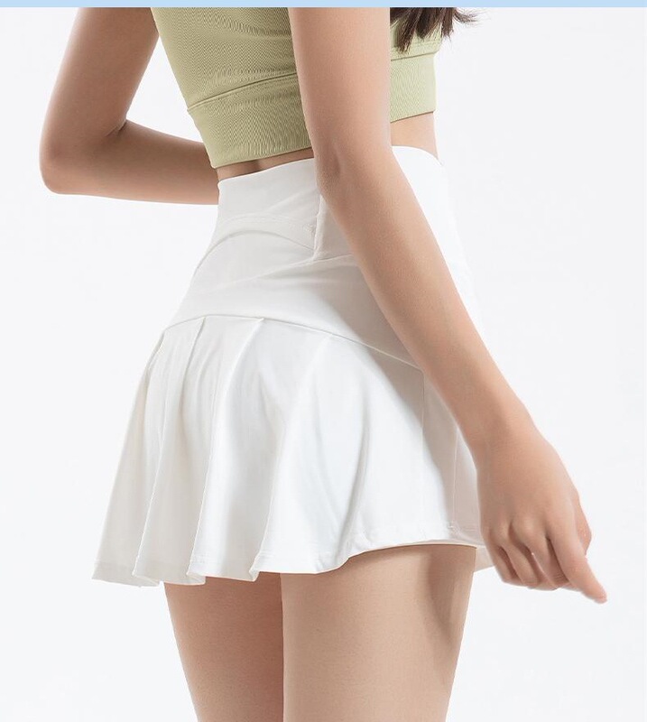 白色瑜伽半身裙女2025新款a字运动短裙网球裙子夏季穿搭高腰裙裤|undefined