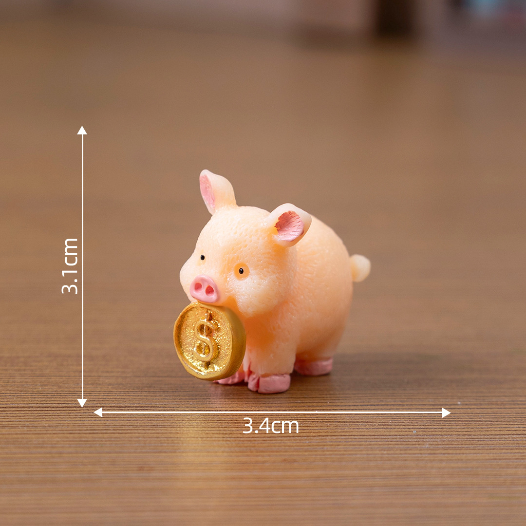 金持ち豚DIY多肉微景観ケーキ自動車小置物豚年漫画ペンダント子豚樹脂工芸品