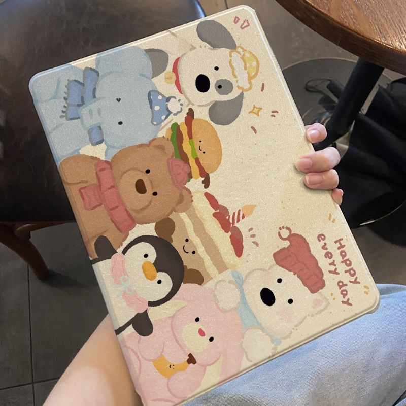 Ipad11 Protective Case Hamburger Animal Pro Ninth Generation 2025 Model 11inch Book-Style Air8/6/5 Anti-Fall Mini5