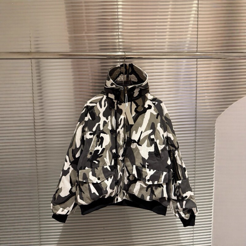 Cross-border Winter Grailz25 FW Snow White Camouflage N2B Flight Washed Thickened Hooded Jacket Cotton Coat